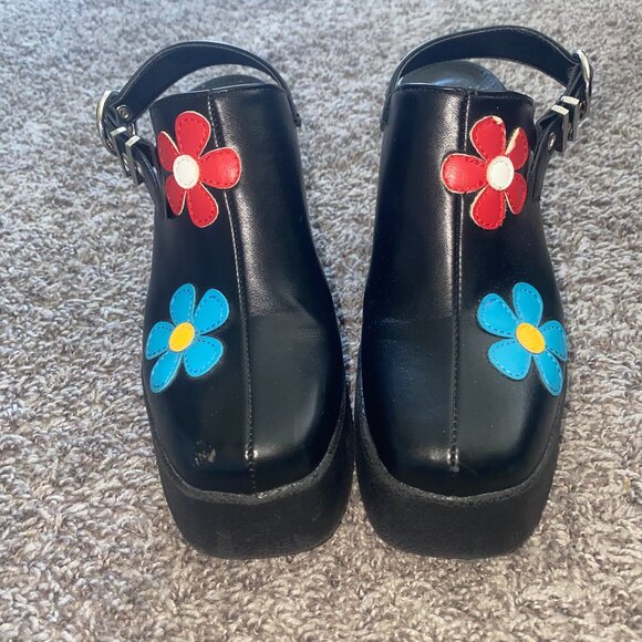 La Moda Black Flower Platform Mule - Picture 1 of 4